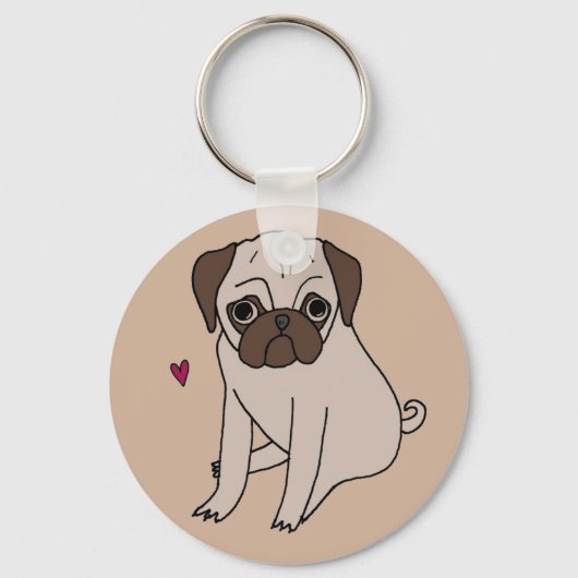 Schattige zoete puggen sleutelhanger (Voorkant)
