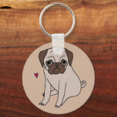 Schattige zoete puggen sleutelhanger (Voorkant)