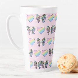 schattige zoete regenboog harten pastel gradiënt p latte mok