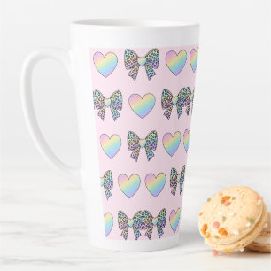 schattige zoete regenboog harten pastel gradiënt p latte mok