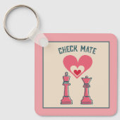 Schattige Zoete Retro Grappige Schaakmat Valentijn Sleutelhanger (Voorkant)