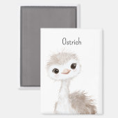 Schattige Zoete Struisvogel Dier Magneet (Voorkant / Achterkant)