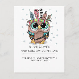 schattige zoete uil met de woonbeweging van de Vee Briefkaart