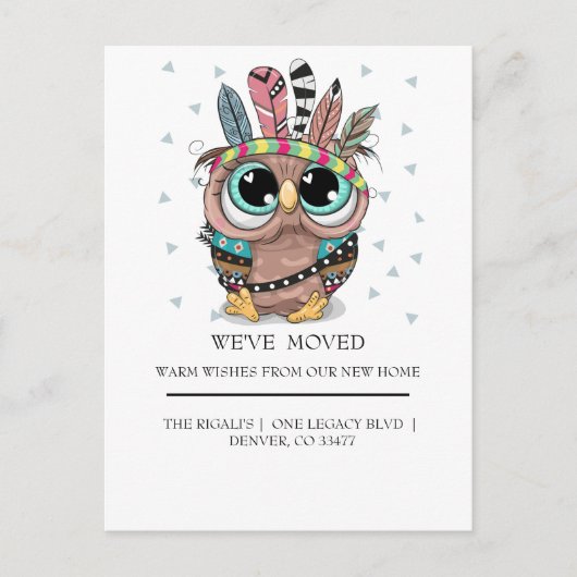schattige zoete uil met de woonbeweging van de Vee Briefkaart (Voorkant)