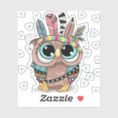 schattige zoete uil met veren sticker (Vel)