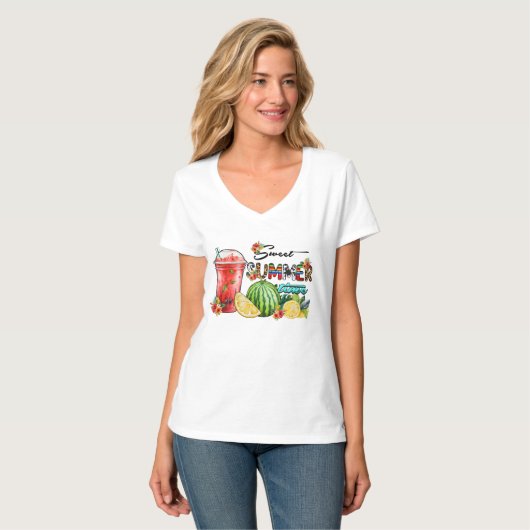 schattige zoete zomertijd watermeloen t-shirt (Voorkant volledig)