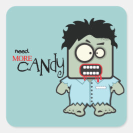 Schattige Zombie Halloween Vierkante Sticker
