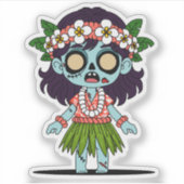 Schattige Zombie Hawaiaanse Meisje Sticker (Voorkant)