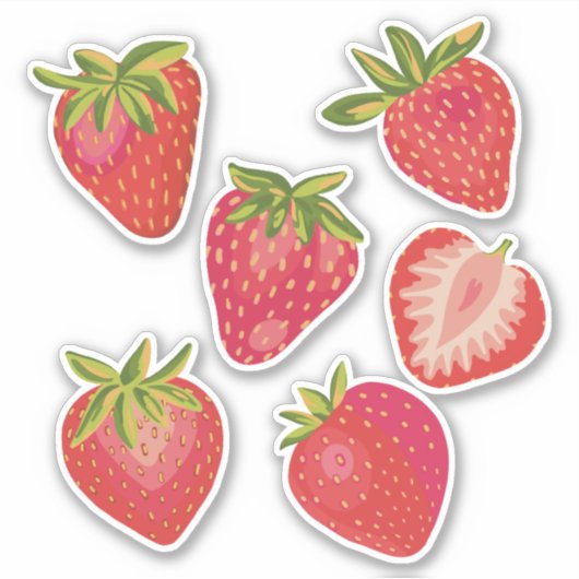 Schattige Zomer Aardbei Sticker (Voorkant)