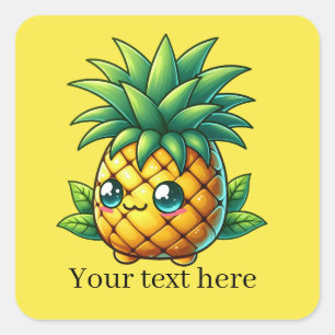 Schattige Zomer Ananas fruit tekst toevoegen Vierkante Sticker