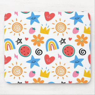 Schattige Zomer Doodles Fantasievolle Naadloos Pat Muismat