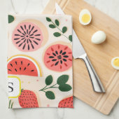 Schattige Zomer Fruit Monogram Initiaal Theedoek (Quarter Fold)