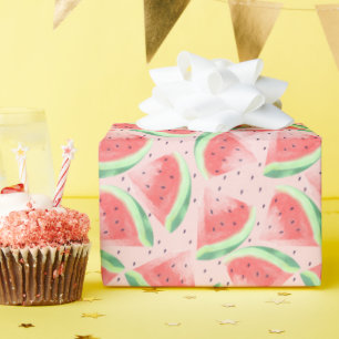 Schattige Zomer Kawaii Waterverf Watermeloen Cadeaupapier