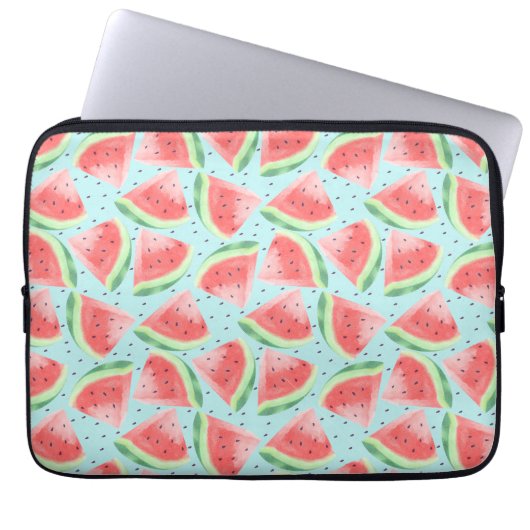 Schattige Zomer Kawaii Waterverf Watermeloen Laptop Sleeve (Voorkant)