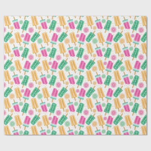 Schattige Zomer Retro Pastel IJspatroon Cadeaupapier (Vlak)