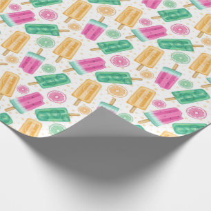 Schattige Zomer Retro Pastel IJspatroon Cadeaupapier