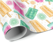 Schattige Zomer Retro Pastel IJspatroon Cadeaupapier (Rol Hoek)