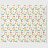 Schattige Zomer Snoep Ice Cream Waterverf Patroon Cadeaupapier (Vlak)