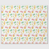 Schattige Zomer Snoep Waterverf Patroon Cadeaupapier (Vlak)