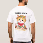 Schattige Zomer Strand Kat T-shirt (Achterkant)