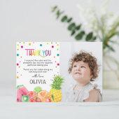 Schattige Zomer Tropische Tutti Fruitti Fruit Verj Bedankkaart (Staand voorkant)