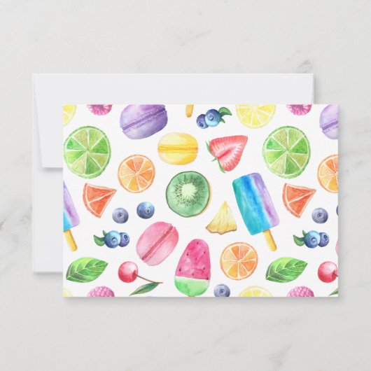 Schattige Zomer Tropische Tutti Fruitti Fruit Verj Bedankkaart (Achterkant)