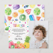 Schattige Zomer Tropische Tutti Fruitti Fruit Verj Bedankkaart (Voorkant / Achterkant)