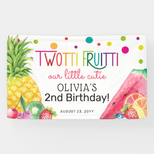 Schattige zomer TWO-tti Fruitti Fruit 2de verjaard Spandoek