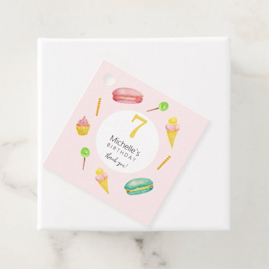 Schattige Zomer Verjaardagsfeest Waterverf Illustr Bedankjes Labels (In situ)