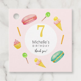 Schattige Zomer Verjaardagsfeest Waterverf Illustr Bedankjes Labels