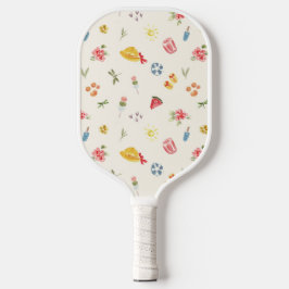 Schattige zomer waterverf: watermeloen, dango & zo pickleball paddle