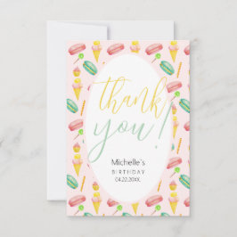 Schattige Zomerfeest Waterverf Illustratiepatroon Bedankkaart