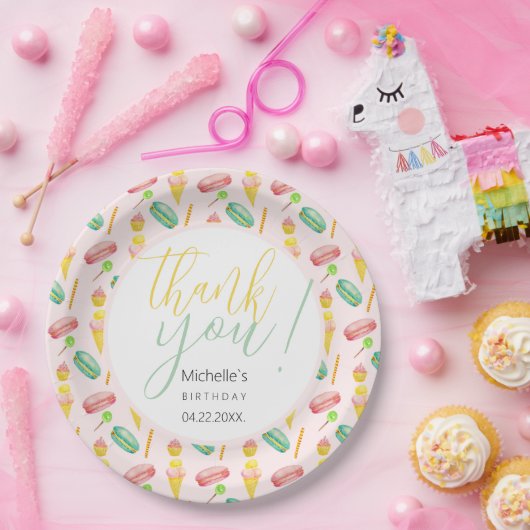 Schattige Zomerfeest Waterverf Illustratiepatroon Papieren Bordje (Feest)