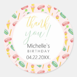 Schattige Zomerfeest Waterverf Illustratiepatroon Ronde Sticker