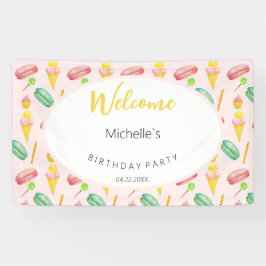 Schattige Zomerfeest Waterverf Illustratiepatroon Spandoek