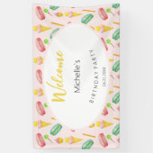 Schattige Zomerfeest Waterverf Illustratiepatroon Spandoek (Verticaal)