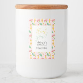 Schattige Zomerfeest Waterverf Illustratiepatroon Voedselcontainer Etiket