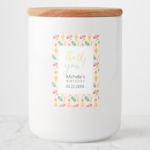 Schattige Zomerfeest Waterverf Illustratiepatroon Voedselcontainer Etiket