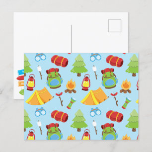 Schattige zomerkamp patroon briefkaart