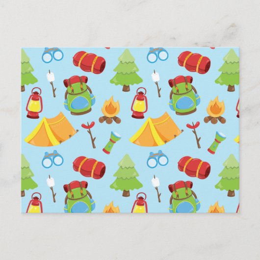 Schattige zomerkamp patroon briefkaart (Voorkant)