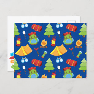 Schattige zomerkamp patroon briefkaart