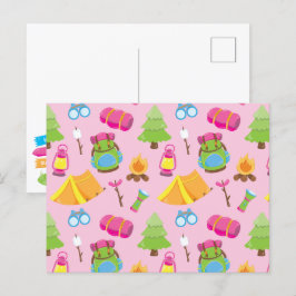 Schattige zomerkamp patroon briefkaart