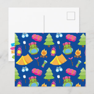 Schattige zomerkamp patroon briefkaart