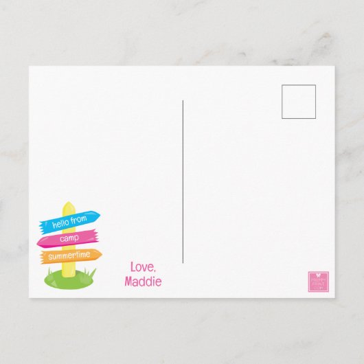 Schattige zomerkamp patroon briefkaart (Achterkant)