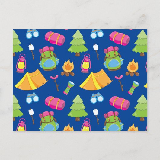 Schattige zomerkamp patroon briefkaart (Voorkant)