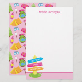 Schattige zomerkamp patroon briefpapier