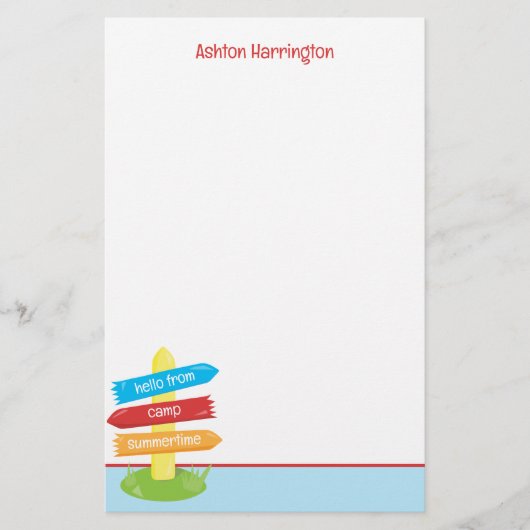 Schattige zomerkamp patroon briefpapier (Voorkant)