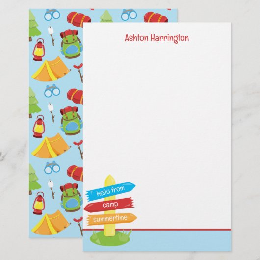 Schattige zomerkamp patroon briefpapier (Voorkant / Achterkant)