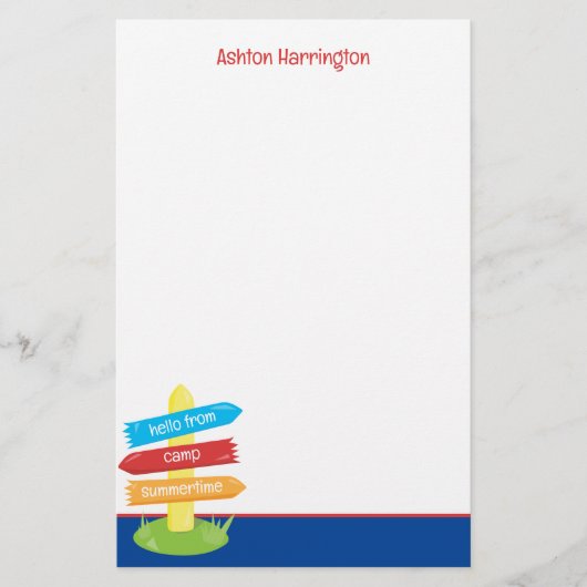 Schattige zomerkamp patroon briefpapier (Voorkant)