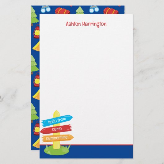 Schattige zomerkamp patroon briefpapier (Voorkant / Achterkant)